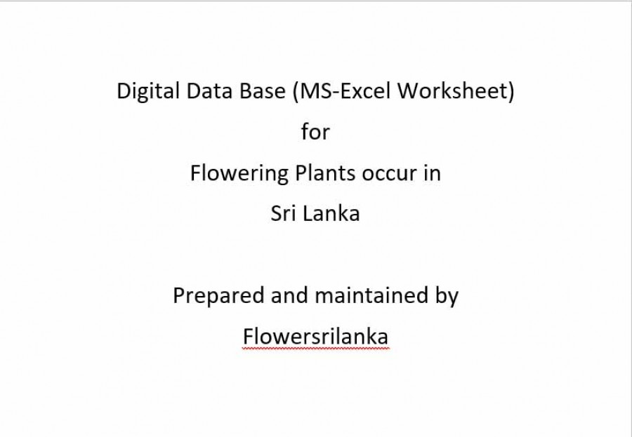 A B Digital Data base for Flowering plant species found in Sri Lanka